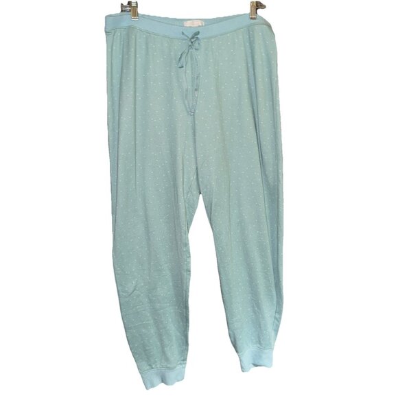 Lauren Conrad LC Sleep Pants Large Pajama Lounge Green Blue Drawstring Comfy - Picture 1 of 5
